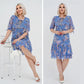 Rochie lungă elegantă cu mânecă scurtă plisată pentru femei