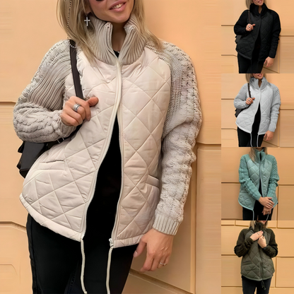 🎁Jachetă pufoasă tricotată cu patchwork pentru femei