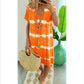 👗Rochie tip tricou, largă, cu mâneci scurte și dungi în stil tie-dye✨