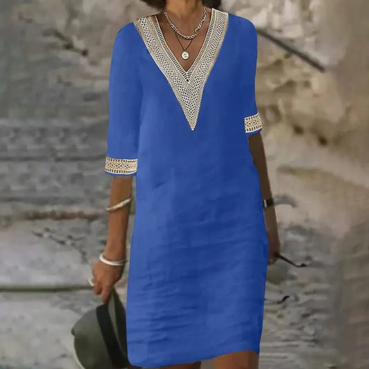 ✨ Rochie din bumbac și in pentru femei