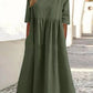 【S-5XL】👗Rochie din bumbac cu decolteu rotund și buzunare