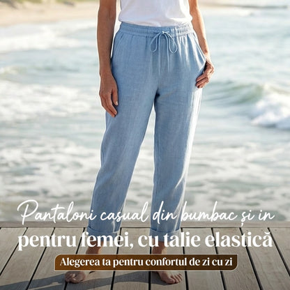 💓Pantaloni casual din bumbac și in pentru femei👖
