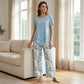 💝Set din două piese pentru femei – rochie asimetrică în straturi + pantaloni largi cu imprimeu