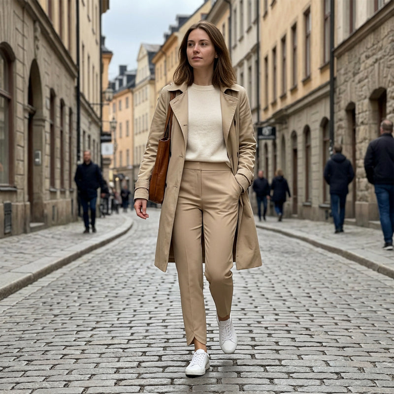 👖🌞Women’s Fitted High-Waisted Zip-Pocket Trousers