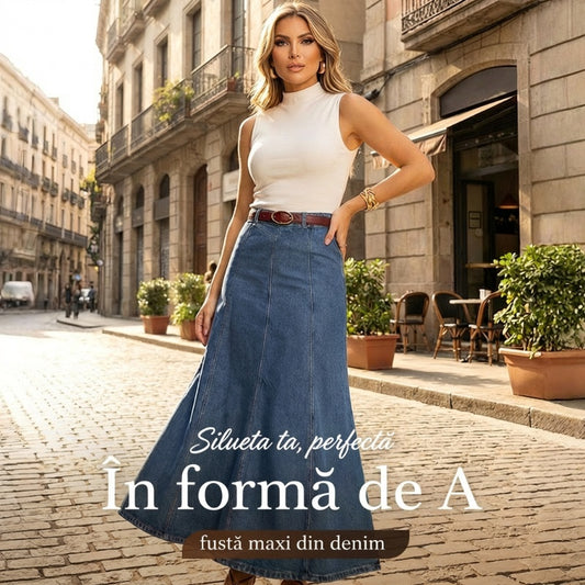 Fustă lungă din denim pentru femei