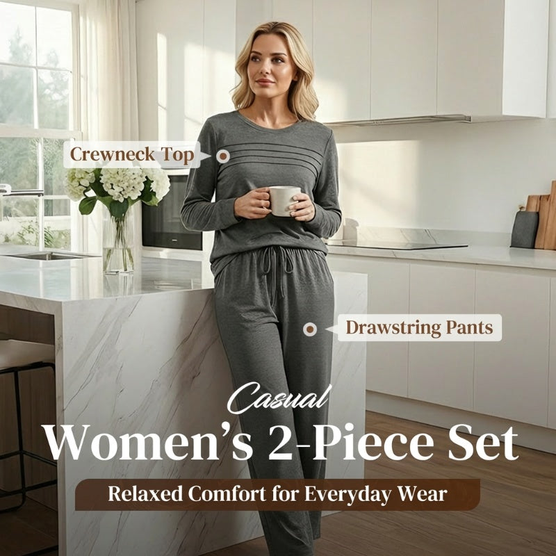 💥 Women's Casual Set: Top & Drawstring Pants 👕👖
