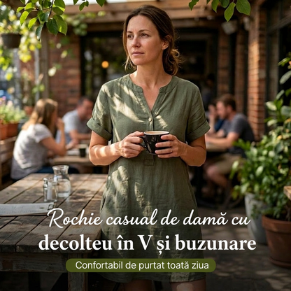 🍃☁️ Rochie casual cu decolteu în V pentru femei