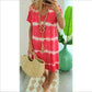 👗Rochie tip tricou, largă, cu mâneci scurte și dungi în stil tie-dye✨