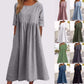 【S-5XL】👗Rochie din bumbac cu decolteu rotund și buzunare