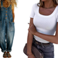 👖 Salopetă pentru femei, din denim, cu bretele