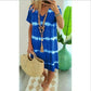 👗Rochie tip tricou, largă, cu mâneci scurte și dungi în stil tie-dye✨