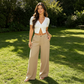 🛍️Pantaloni largi din bumbac și in pentru femei