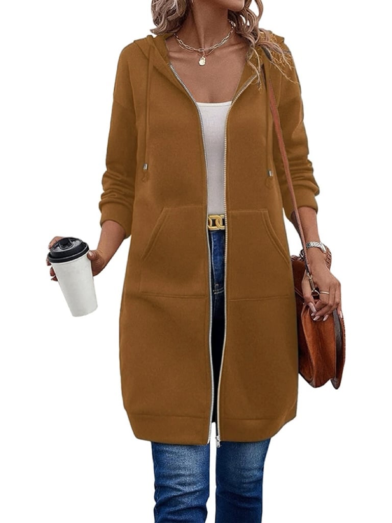 🔥✨Women's Casual Zip up Fleece Hoodies Tunic Sweatshirt