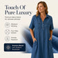 👗 Rochie lungă din denim la modă, cu nasturi