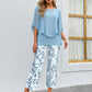 💖Set pantaloni imprimați și top cu gât rotund pentru femei