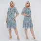 Rochie lungă elegantă cu mânecă scurtă plisată pentru femei