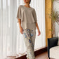 💖Set pantaloni imprimați și top cu gât rotund pentru femei