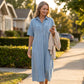 👗 Rochie lungă din denim la modă, cu nasturi