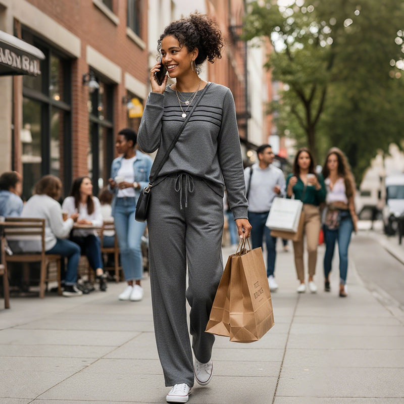 💥 Women's Casual Set: Top & Drawstring Pants 👕👖
