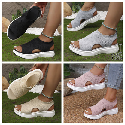 👡🌬️ Sandale cu platformă tricotate și respirabile pentru femei – Ușoare și moi ✨