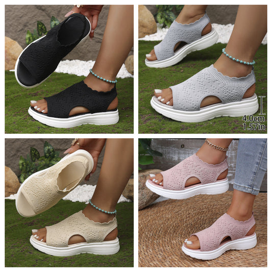 👡🌬️ Sandale cu platformă tricotate și respirabile pentru femei – Ușoare și moi ✨