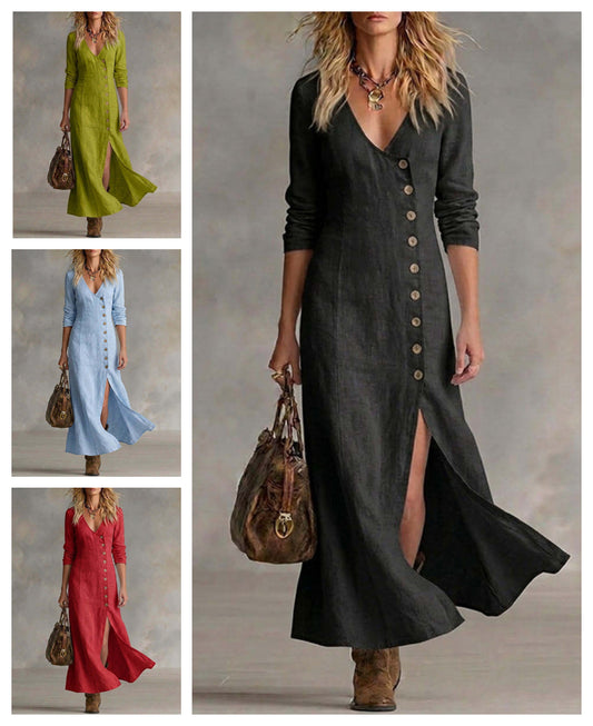 Rochie cămașă cu mânecă lungă, inspirată de stilul vintage