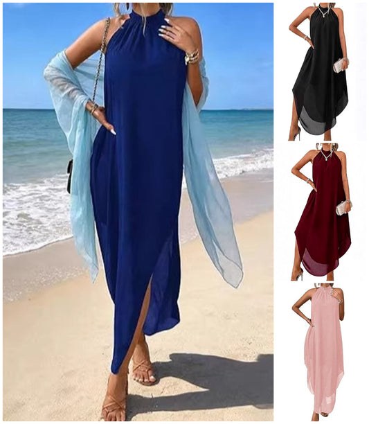👗 Rochie cu guler în V și croială asimetrică