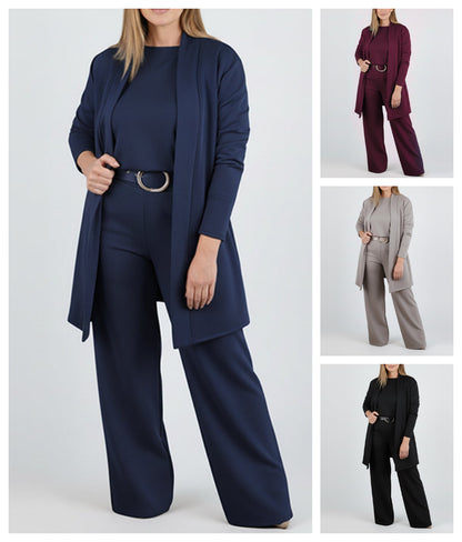 ⏳Time-Limited Special⏰Elegant 3-piece set including long cardigan, top and pants💞