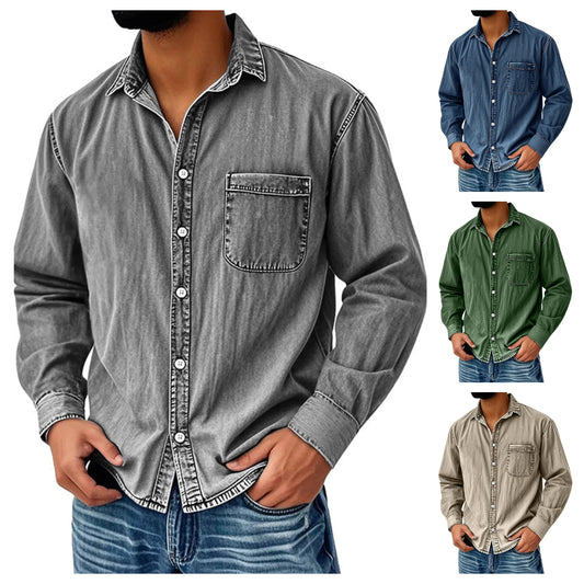 💃 Men's Retro Washed Denim Shirt