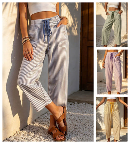 Pantaloni de lounge scurți cu dungi pentru femei