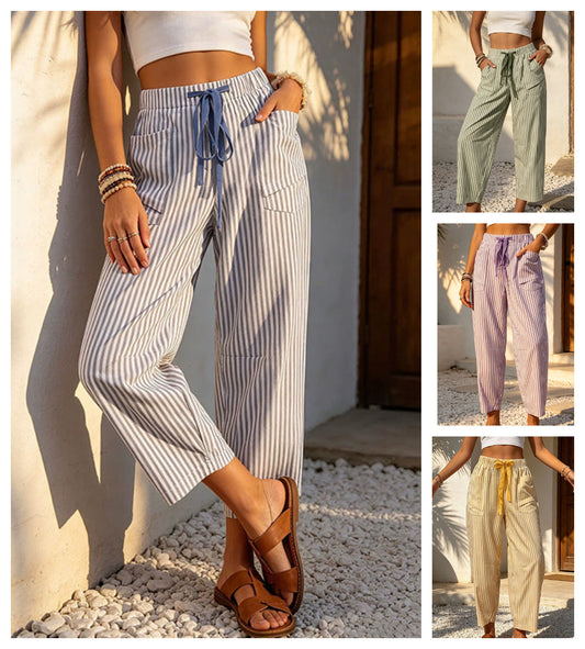 Pantaloni de lounge scurți cu dungi pentru femei
