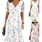 Rochie pentru femei cu imprimeu floral și mâneci din dantelă
