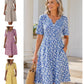 ✨ Rochie casual pentru femei cu decolteu în V, imprimeu și buzunare💐👗