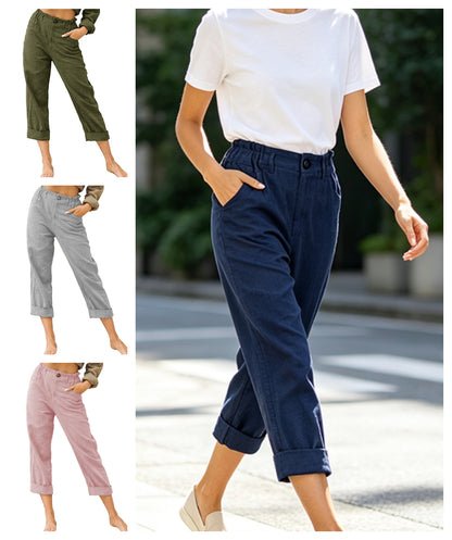 👖 Pantaloni lejeri pentru femei, cu talie înaltă și buzunare