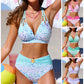 🌊👋Set bikini cu talie înaltă și imprimeu leopard în degrade👙