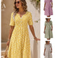 ✨ Rochie casual pentru femei cu decolteu în V, imprimeu și buzunare💐👗
