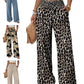 👖 Pantaloni pentru femei cu talie înaltă, imprimeu leopard