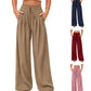 👖 Pantaloni Casual Fluizi cu Pliseuri, Cu Picior Larg, pentru Femei