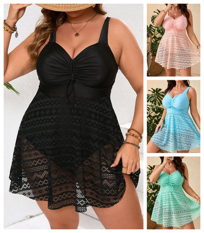 🌸 Costum de baie întreg din plasă, cu efect de slăbire, pentru mărimi mari