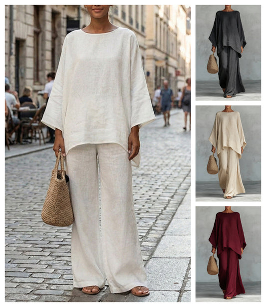 💖Set pentru femei cu bluză largă cu mâneci lungi și pantaloni largi