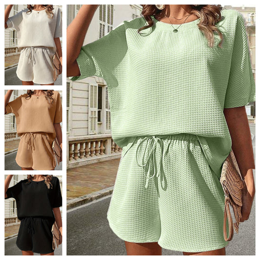💐Set de două piese din bumbac și in, cu model în carouri, pentru femei