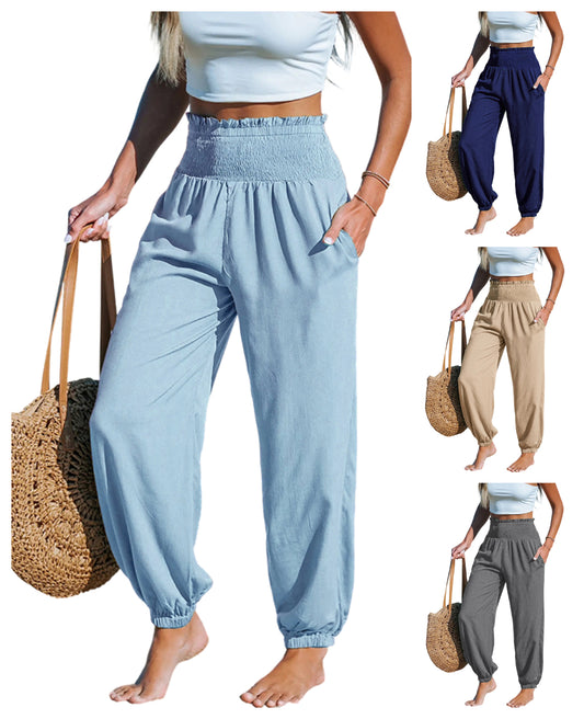 🌿Pantaloni lungi cu talie înaltă și pliuri
