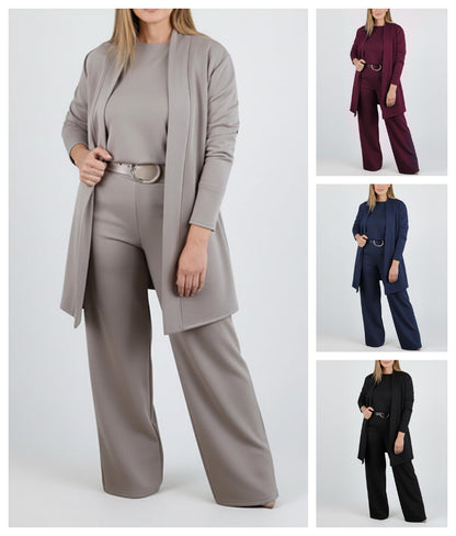 ⏳Time-Limited Special⏰Elegant 3-piece set including long cardigan, top and pants💞