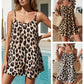🔥🎉 Rochie mini cu bretele subțiri și imprimeu leopard