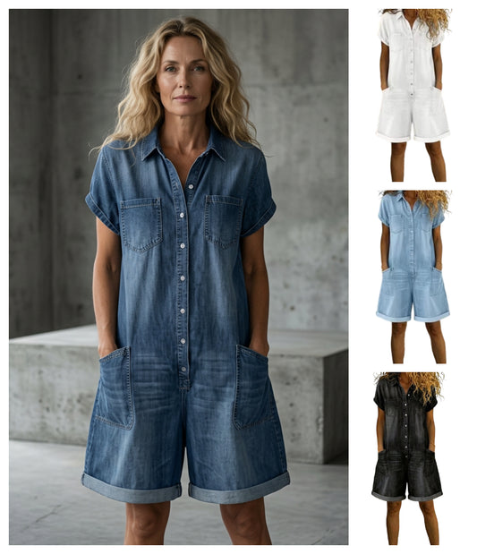 Rochie din denim cu mâneci scurte pentru femei