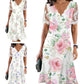 Rochie pentru femei cu imprimeu floral și mâneci din dantelă