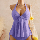 🌸Set Tankini cu Peplum și Halter pentru Femei
