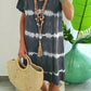 👗Rochie tip tricou, largă, cu mâneci scurte și dungi în stil tie-dye✨