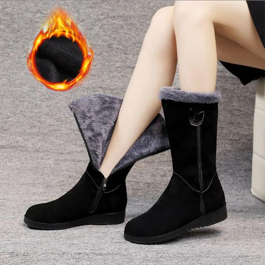 👢 Cizme de iarnă pentru femei, casual, cu blană sintetică și termice