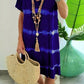 👗Rochie tip tricou, largă, cu mâneci scurte și dungi în stil tie-dye✨